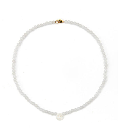 PEACHY & WILD WHITE QUARTZ SMILEY FACE NECKLACE