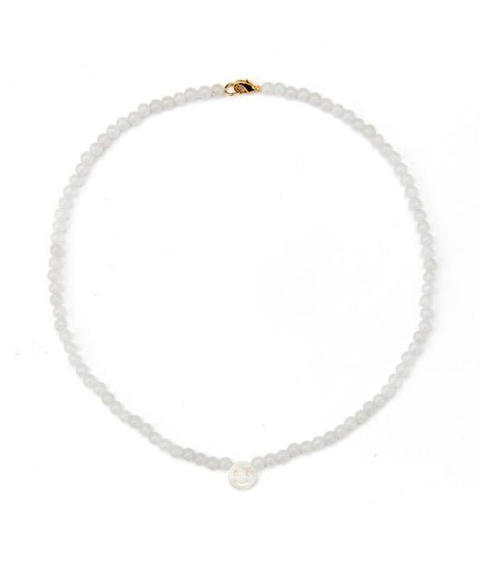 PEACHY & WILD WHITE QUARTZ SMILEY FACE NECKLACE