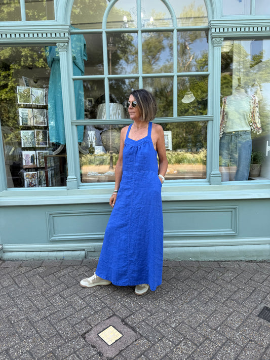 *Haris Cotton Tank Maxi Backless Linen Dress