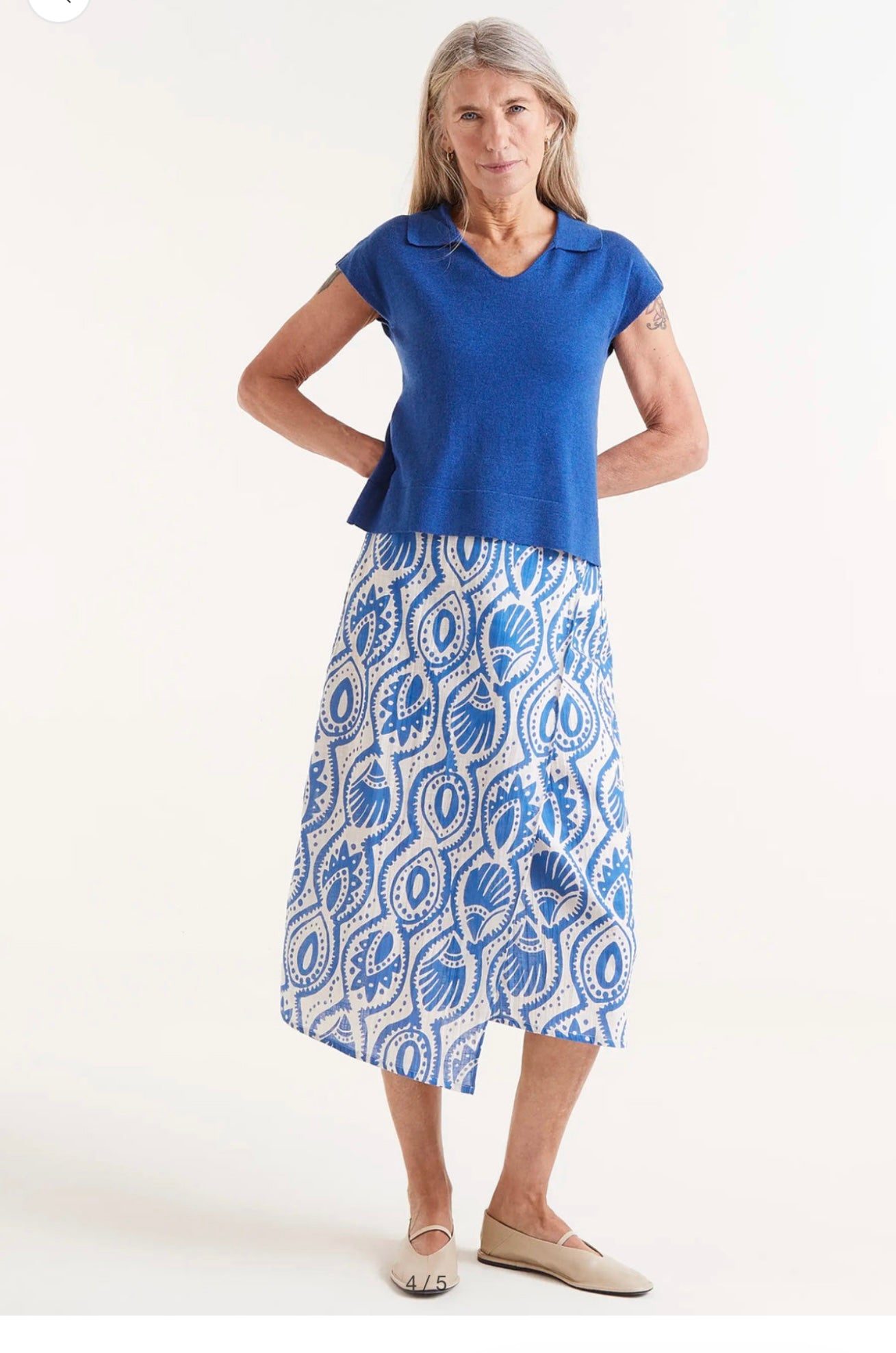 *COMPANIA FANTASTICA BLUE V-NECK KNITTED TOP 51C/10204