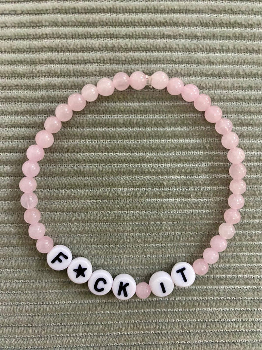 PEACHY & WILD ROSE QUARTZ F*CK IT BEADED BRACELET