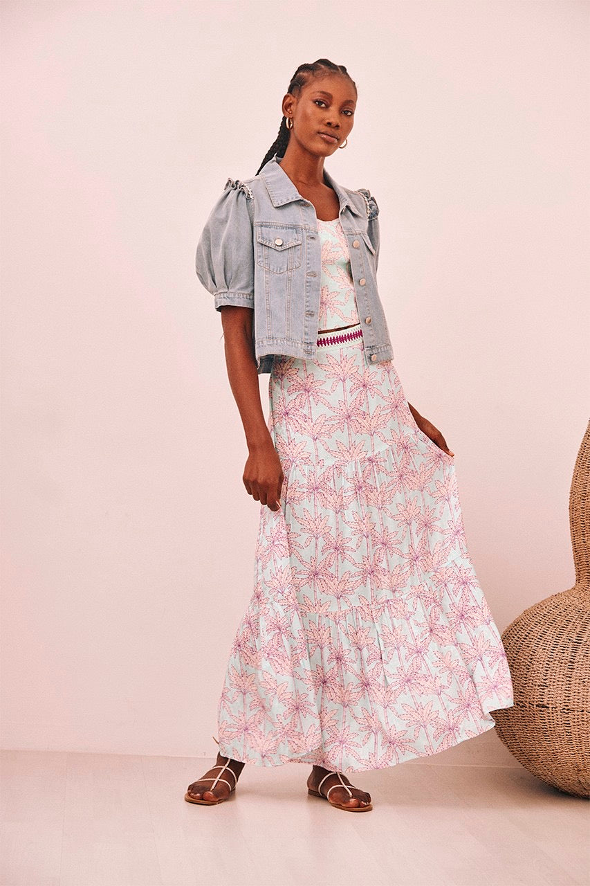 NEKANE
KAMAN LONG PRINTED SKIRT WITH EMBROIDERY