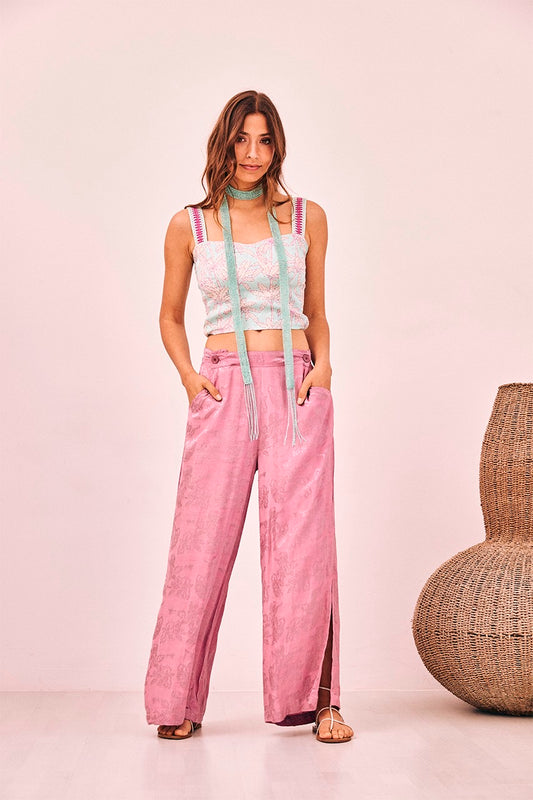 NEKANE
ATID PRINTED EMBROIDERED CROP TOP WITH STRAPS