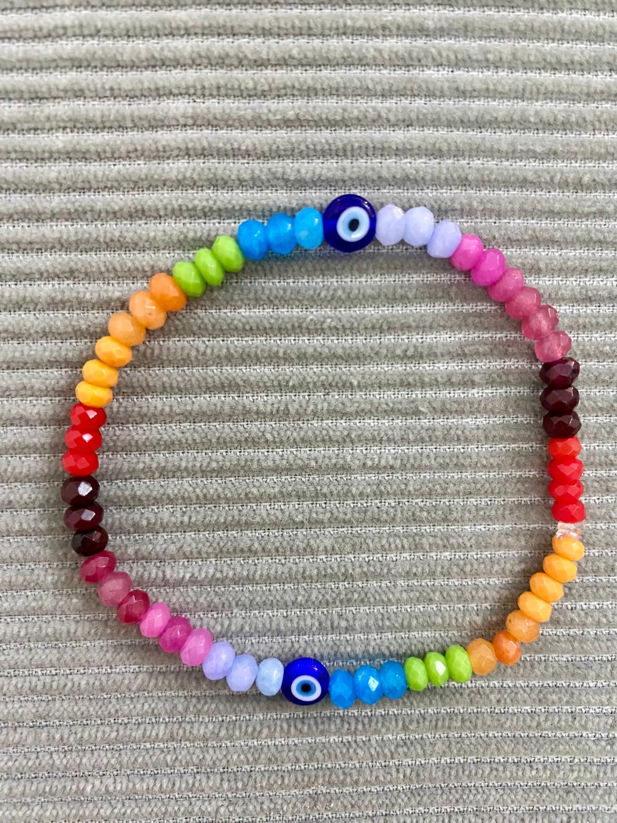 RAINBOW MOONSTONE EVIL EYE BRACELET