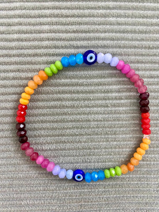 RAINBOW MOONSTONE EVIL EYE BRACELET