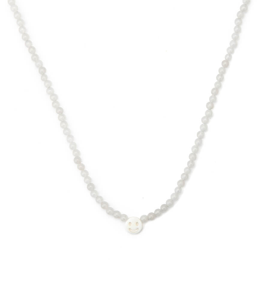 PEACHY & WILD WHITE QUARTZ SMILEY FACE NECKLACE