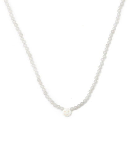 PEACHY & WILD WHITE QUARTZ SMILEY FACE NECKLACE