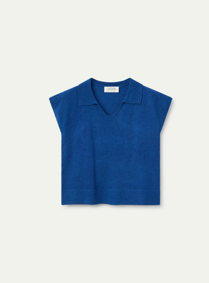 *COMPANIA FANTASTICA BLUE V-NECK KNITTED TOP 51C/10204