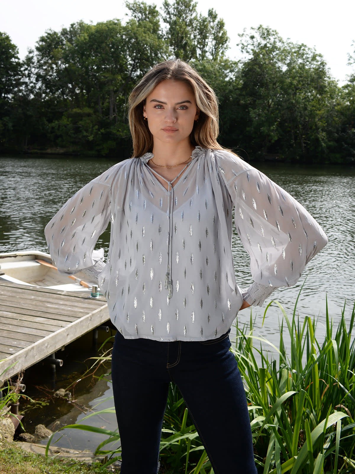GEORGIA TOP GREY-STARDUST