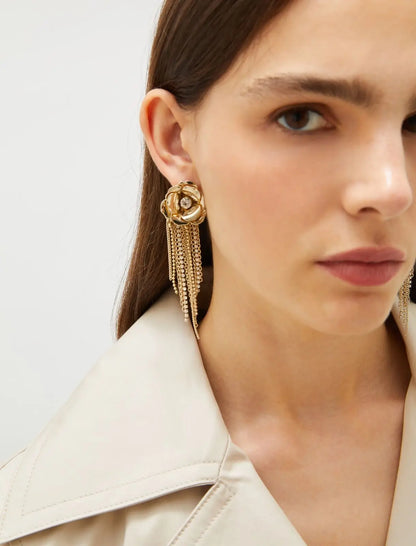 EMPOLI EARRINGS 2025 GOLD RHINESTONE/FLOWER
