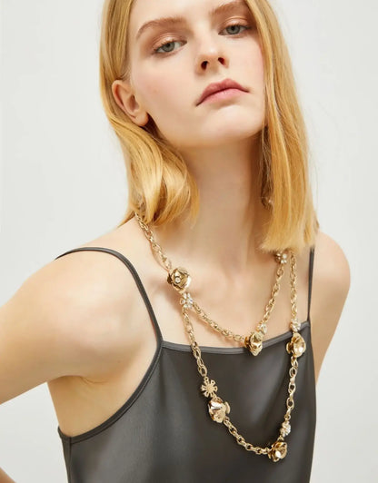 YORK NECKLACE 2025 FLOWERS / RHINESTONE GOLD
