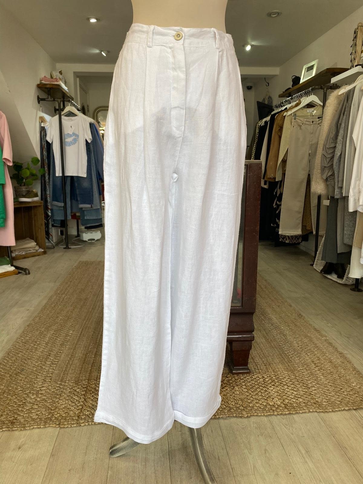 HARIS LINEN WIDE LEG  HIGH WAISTED TROUSERS PNT7018